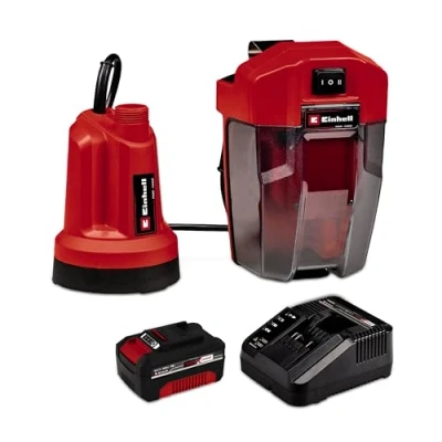 Image de Einhell Pompe d’évacuation d’eau claire sans fil GE SP 18 LL Li (1x4,0 Ah) PXC (Li Ion, 18V, 4 500 L/h max., boîtier de batterie flexible, marche continue, 4,0 Ah et chargeur rapide inclus)