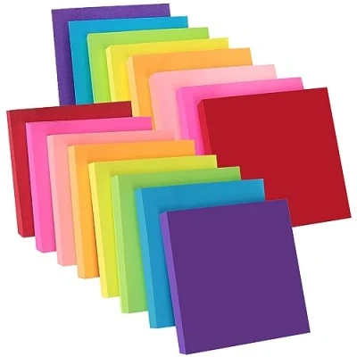 Image de ZCZN Feuillets autocollants 16Blocs sticky Notes de 8 couleur vive, 76 x mm, 100 feuilles/Bloc Self Notes,