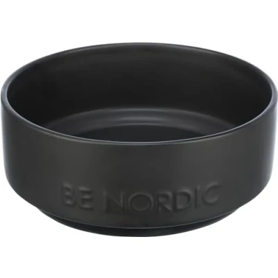 Image de TRIXIE BE Nordic 24524 Gamelle Moderne en céramique pour Grands Chiens de 18 cm diamètre avec revêtement Caoutchouc antidérapant Noir 1200 ML