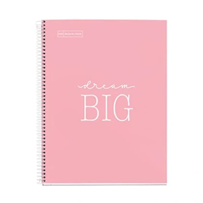Image de MIQUELRIUS Cahier Notebook Messages 1 bande de couleur, A4, 80 feuilles lignées horizontales, papier 90g, 4 trous, couverture en carton extra dur, couleur rose