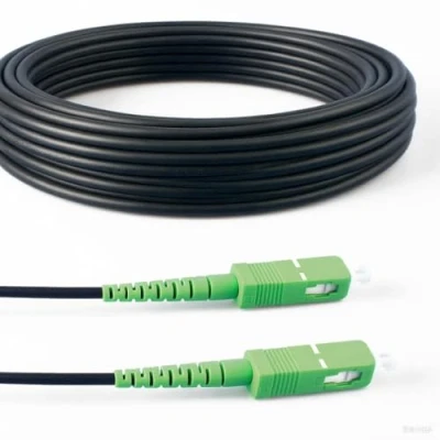 Image de Elfcam® 30m Câble Fibre Optique en Acier Blindé, Compatible avec Orange SFR Bouygues, SC/APC vers OS2 Monomode Noir
