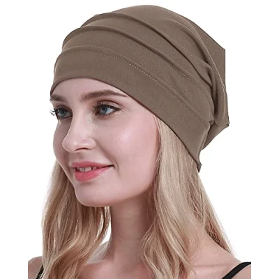 Image de osvyo Coton chimio Chapeaux Doux Casquettes Cancer pour Femmes Perte de Cheveux Emballage scellé, Abricot profond, taille unique