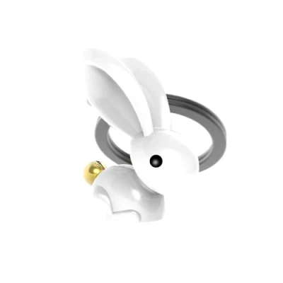 Image de METALMORPHOSE Porte clés Lapin blanc et son pompon doré MTM068 01