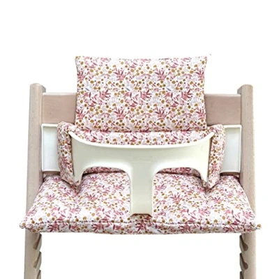 Image de Blausberg Baby Coussin Set enduit et essuyable compatible avec Tripp Trapp de Stokke, matériaux OEKO TEX Standard 100 Prairie fleurie rose