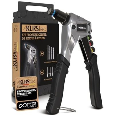 Image de KLRStec® Kit professionnel de pinces à rivets, incluant 120 rivets et 4 perceuses type HSS Pince pop haute qualité pour la pose aveugles