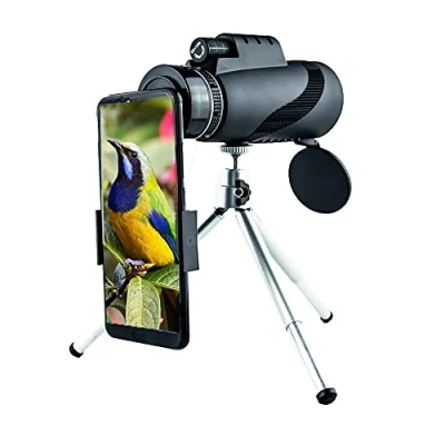 Image de JoyFan Télescope Monoculaire 40X60/80X100 HD Étanche BAK4 Prisme Revêtement Vert Téléscope avec Interface Trépied pour Observation Oiseaux, Chasse, Randonnée, Concert (80x100, Pro)