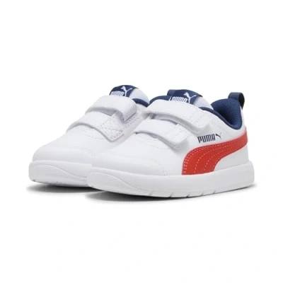 Image de Puma Courtflex Chaussures de course pour enfants, Taille: 26, White fierce red persian blue Imitation cuir/textile