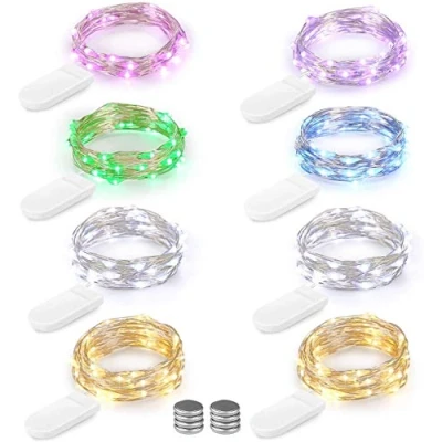 Image de [Packs de 8] Guirlandes Lumineuses, BrizLabs 2M 20LEDs Multicolore Lumières Argent Fil avec LED pour Noël Mariages Jardin Fêtes Cadeau Maison Décoration (Présenter une autre batterie 8pcs)