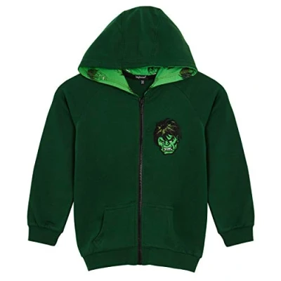 Image de Marvel La Veste à Capuche pour garçons The Incredible Hulk de Avengers est Une légère Enfants avec Fermeture éclair, Vert, 5 6 Ans