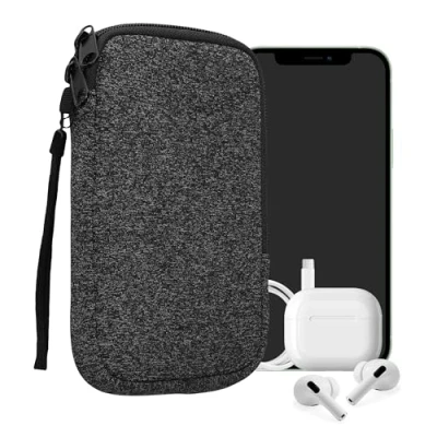 Image de kwmobile Housse Universelle Smartphone Pochette de Protection 16,5 x 8,9 cm pour téléphone Portable L 6,5&quot; en néoprène Anthracite Blanc