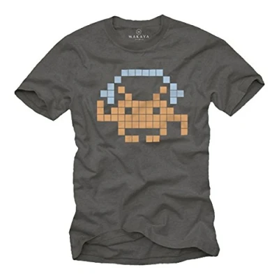 Image de Makaya Swag Gaming T Shirt Homme Space Invaders Idee Cadeau Geek Gris M