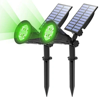 Image de T SUN Spot Solaire 2 packs Lampe Extérieur Projecteur Exterieur 4 LED, Etanche IP65, Modes d&#039;éclairag, 180 Réglable, Eclairage pour Arbre, Jardin, Chemin(vert)