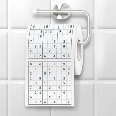 Image de papier toilette Sudoku Le amusant pour les amateurs de puzzles, Blanc, bleu foncé