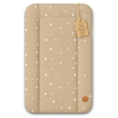 Image de Matelas a langer bebe 70x50 cm table à pour bébé avec plan, tapis imperméable facile nettoyer poser sur une machine laver ou commode Hemnes Malm Beige étoiles blanches