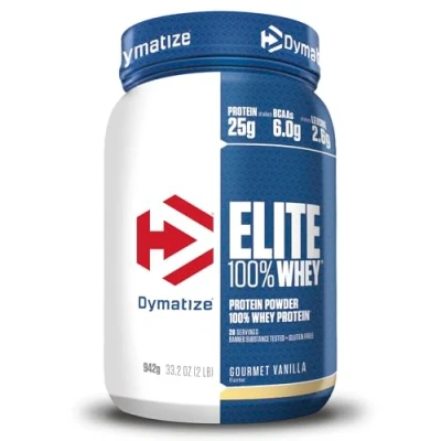 Image de Dymatize Elite 100% Whey Gourmet Vanilla 942g Low Sugar Protein + BCAAs