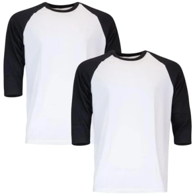 Image de Gildan Heavy Cotton 3/4 Raglan T Shirt Style G5700, 2er Pack, Blanc/Noir, M (Lot de 2) Hommes