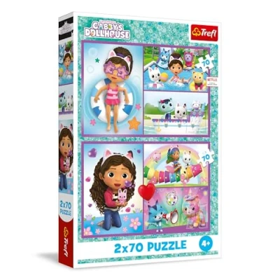 Image de Trefl Puzzle 2 en 1 : Gabby&#039;s Dollhouse, Jouez avec Gabby x 70 Pieces, Ensemble de Deux pour Les Enfants à partir 4 Ans