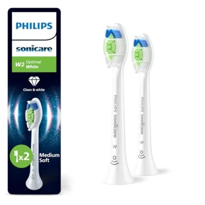 Image de Philips Sonicare W2 Optimal têtes de brosse à dents rechange d&#039;origine, blanc, lot 2, HX6062/87