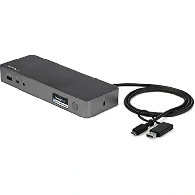 Image de StarTech.com Station d&#039;Accueil Universelle pour Ordinateur Portable, Hybride USB C &amp; A, Dual 4K DP HDMI, 60W PD, Mac / Windows Chrome OS, 4x 5Gbps Hub, GbE