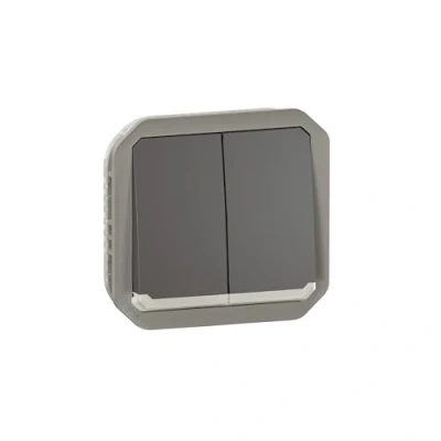 Image de LEGRAND, Plexo New 069806L Interrupteur double pour pièces humides/double bouton poussoir + et contact inverseur, lumineux, produit convertible 3 en 1, 10 A, 250 V, couleur :