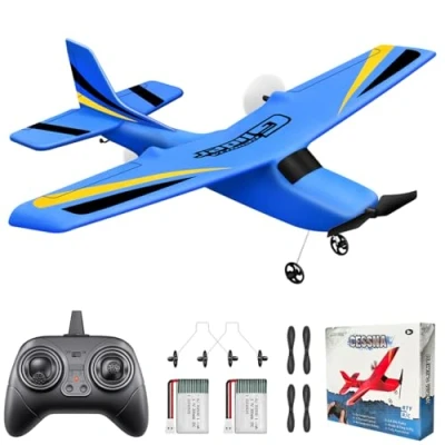 Image de HAWK&#039;S WORK 2 Canaux Avion RC, RC prêt à Voler, Télécommandé 2.4GHz, Facile Piloter Planeur pour Enfants &amp; Débutants (Bleu)