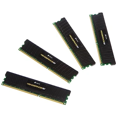 Image de Corsair CML32GX3M4A1600C10 Vengeance LP 32GB (4x8GB) DDR3 1600 Mhz CL10 Mémoire pour ordinateur de bureau performante avec profil XMP. Noir