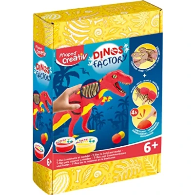 Image de MAPED Creativ Dinos Factory T Rex Squelette en Bois à Assembler Figurine Dinosaure Modeler avec de la Pâte Durcissante Loisir Créatif dès 6 Ans