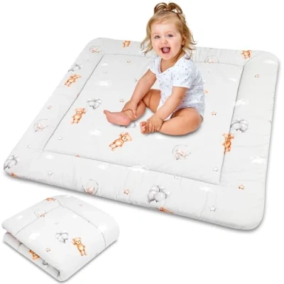 Image de tapis d&#039;éveil pour bébé de jeu 100x100 cm rembourré grand insert parc pliable et épais en coton Peluche