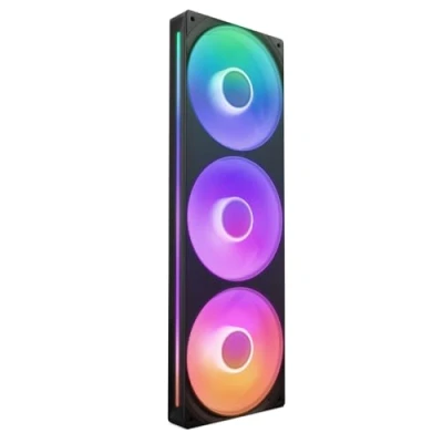Image de NZXT F360 RGB Core Unité de ventilation à cadre unique 360 mm avec trois ventilateurs RVB 120 Contrôle la vitesse et l&#039;éclairage Pression statique flux d&#039;air élevés Noir