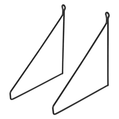 Image de ML Design Lot de 2 Équerres d&#039;Étagère 250 mm, en Métal, Noir, Style Industriel, Forme Triangulaire, Support Robuste Fixation Murale, Triangle pour Étagères Murales, Matériel Montage Inclus