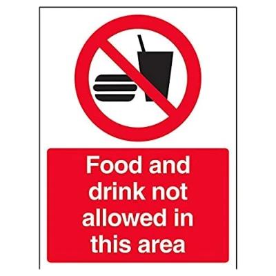 Image de VSafety Panneau en plastique rigide avec inscription « Food and Drink Not Allowed In This Area » Portrait 150 x 200 mm 1