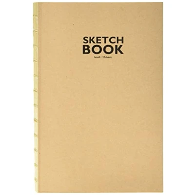 Image de Sketchbook Carnet de Croquis avec Reliure à Fil Ouvert, Format A5, 120 Feuilles, 100 g/m², Papier Kraft Robuste et Recyclable, en Fibres Naturelles Non blanchies, Set Pièces