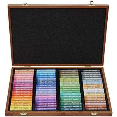 Image de Mungyo Gallery Soft Oil Pastels Wood Box Set of 72 Assorted Colors by