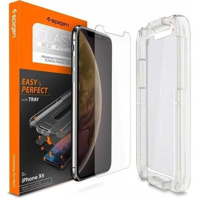 Image de Spigen EZ FIT Verre Trempé Clear Protection D&#039;Ecran Avec Cadre De Montage Apple iPhone XR
