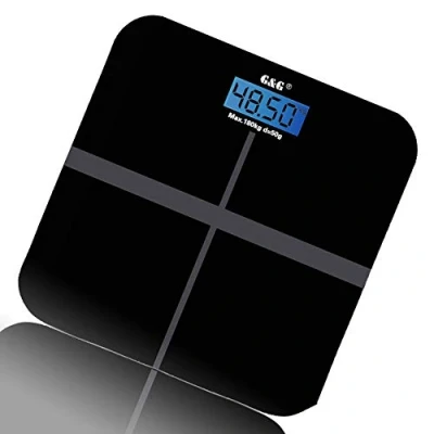 Image de G &amp; A6 Pèse personne numérique design en verre 180 kg, fonctionne avec pile AAA