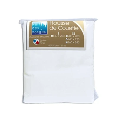 Image de Nuit des Vosges 2094831 Cotoval Housse de Couette Uni Coton Blanc 220 x 240 cm