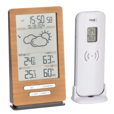 Image de TFA Dostmann Xena 35.1162 Station météo radio pilotée, avec capteur extérieur, température intérieure et extérieure, prévisions météo, horloge radio, humidité de l&#039;air, à poser/suspendre
