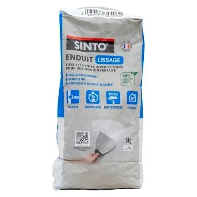 Image de SINTO Enduit de Lissage Poudre 5kg Elimine les Petites Imperfections Crée une Base Uniforme pour un Mur Prêt à Peindre Usage Intérieur Technique Professionnelle Sac