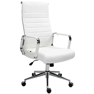 Image de CLP Chaise De Bureau Kolumbus en Véritable Cuir I Fauteuil Réglable Hauteur Pivotant Piètement Mécanisme A Bascule Intégré, Couleur:Blanc