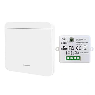 Image de DieseRC Mini commutateur WiFi sans fil récepteur de télécommande RF 2500W 10A avec 1 interrupteur mural contrôle intelligent par l&#039;application Tuya compatible Alexa/Google Home