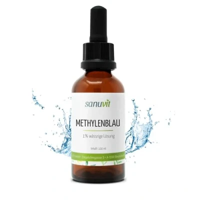 Image de Sanuvit® Bleu de méthylène Flacon pipette 100 ml Solution aqueuse à 1 % Pureté &gt; 99 Testé en laboratoire, liquide et produit Autriche