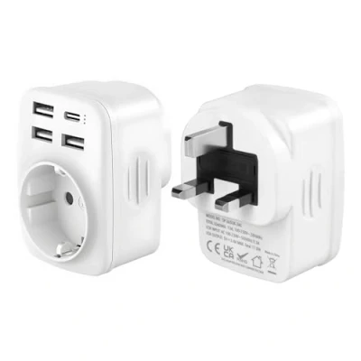 Image de Carehabi Adaptateur Prise Anglaise, Anglaise Francais avec 3 USB A et 1 C, Type G, UK, Irlande, G pour Angleterre Malte Malaisie