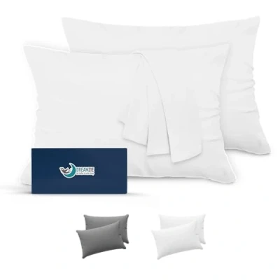 Image de Dreamzie Taie Oreiller 30x50 Lot de 2 en Microfibre Certifiée Oeko Tex Housse Coussin Douce Et Brossée, Toucher Peau Pêche Blanc Albâtre