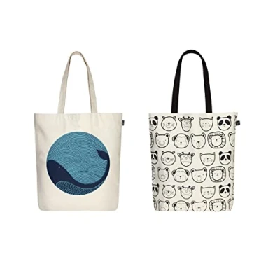 Image de Ecoright Sacs Fourre Tout En Toile Pour Femme, Sac Réutilisable Cabas Fermeture Eclair, Idéal L&#039;épicerie