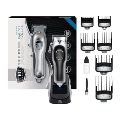 Image de TRU BARBER Tondeuse à Cheveux pour Hommes Professionnelle Sans Fil avec Base de Charge Rapide, Moteur Haute Performance et Design Ergonomique une Coupe Précise Confortable