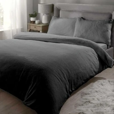 Image de Rapport Parure de lit Luxueuse Super Douce et Chaude avec Housse Couette pour Simple Gris Anthracite