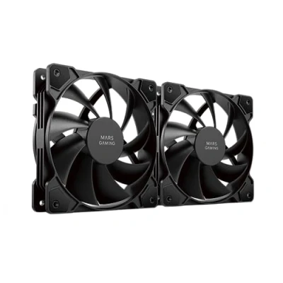 Image de MARSGAMING Mars Gaming MF PWMX2 Noir, Kit 2 Ventilateurs 120mm, Ultra Silencieux FDB 12dB, Système Anti Vibration, PWM