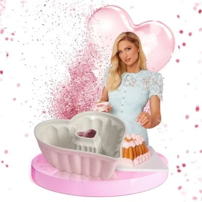 Image de FACKELMANN Paris Hilton Moule à gâteau en fonte d&#039;aluminium avec revêtement antiadhésif céramique Résultats de cuisson uniformes 26 x 285 10 mm Forme cœur Passe au lave vaisselle