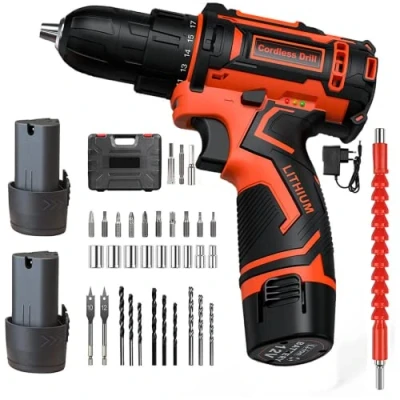 Image de SHAVINGFUN Tournevis Electrique Sans fil,12V Perceuse Visseuse Fil 35N.m,Visseuse Devisseuse avec,34 Accessoires,Idéal pour visser et percer