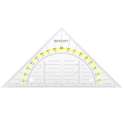 Image de Westcott Géodésique 14 cm détachable transparente en plastique avec graduation jaune Échelle technique &amp; rapporteur pour l&#039;école, l&#039;université ou le bureau E 10139 00